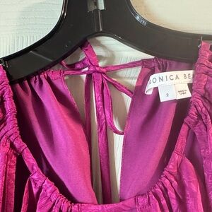 Veronica Beard Magenta Satin Top